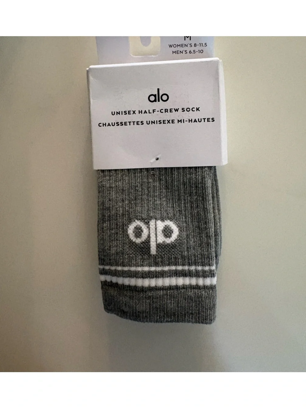 Alo Yoga Unisex Throwback Socks Athletic Heather Gray Size Medium